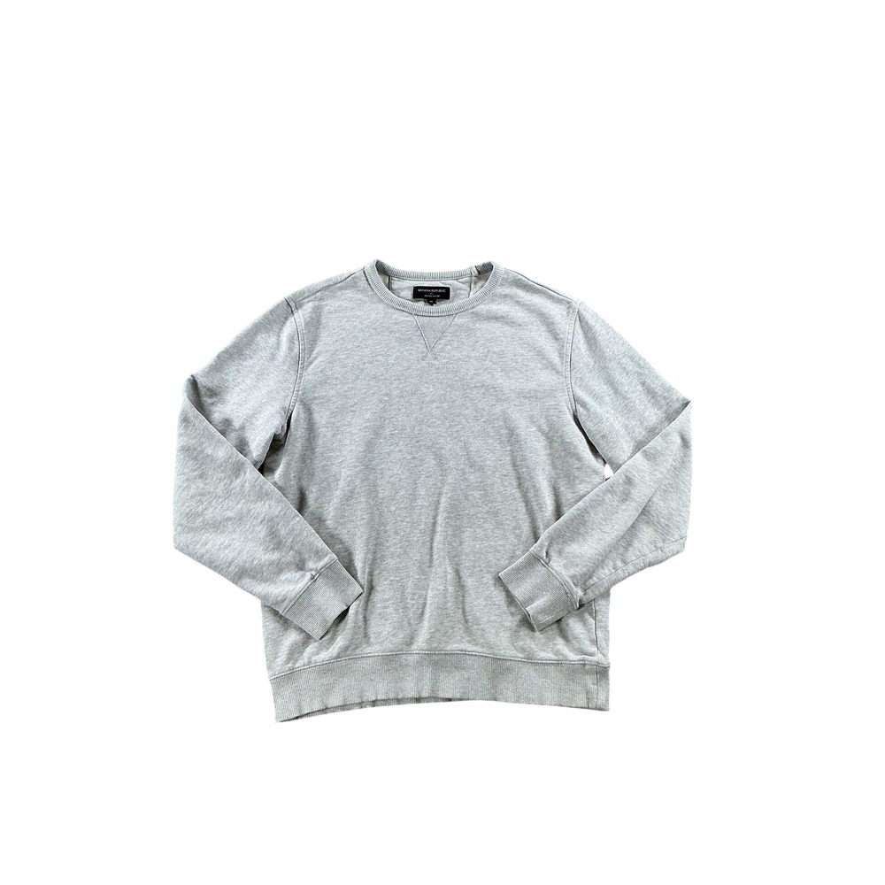 Banana Republic Mens Organic Cotton Crewneck Sweatshirt Gray Medium 1166